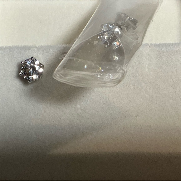 Swarovski Zirconia Stud Earrings Set in Platinum-Overlay Sterling Silver - Picture 5 of 9